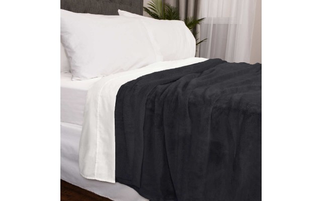  Plush Blanket, Dark Gray, King
