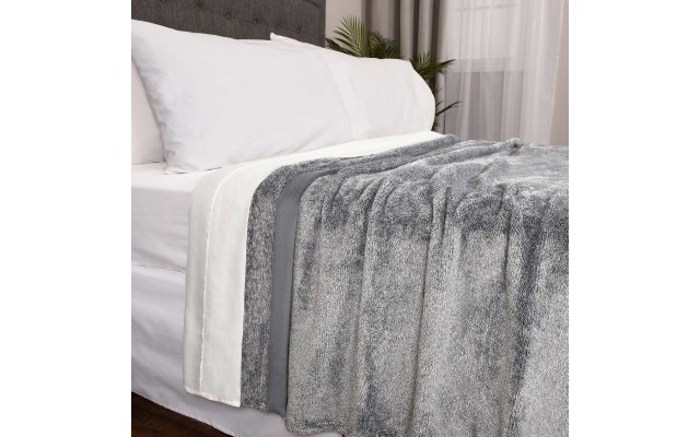  Plush Blanket, Gray, King
