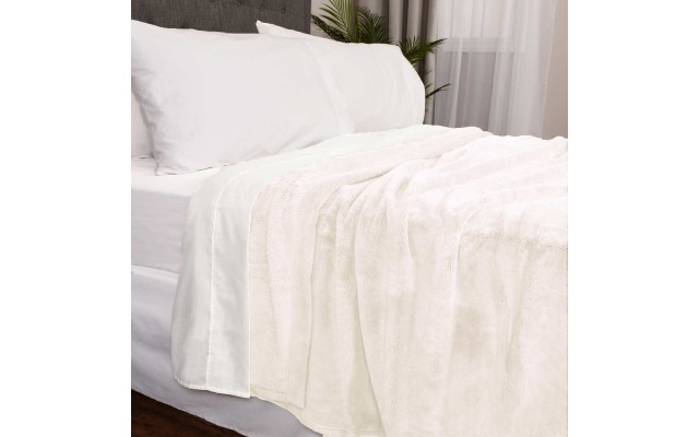  Plush Blanket, White, King