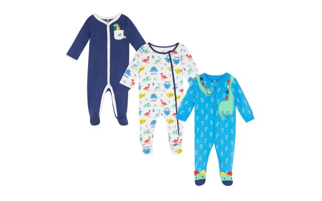  Infant 3-pack Coverall, Dino, One Color, 6 Months
