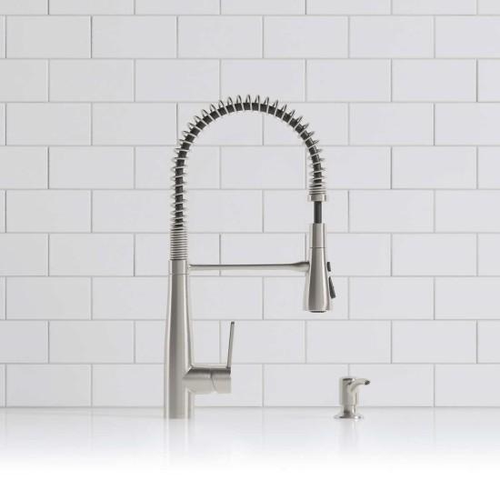  Semi-Professional Kitchen Faucet with Soap Dispenser, Stainless Steel