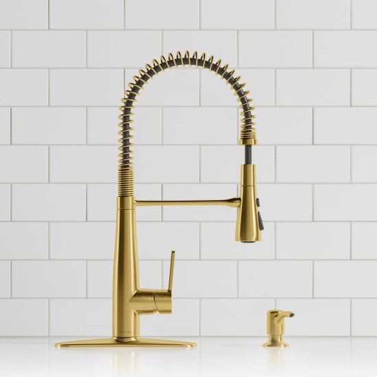  Semi-Professional Kitchen Faucet with Soap Dispenser, Gold