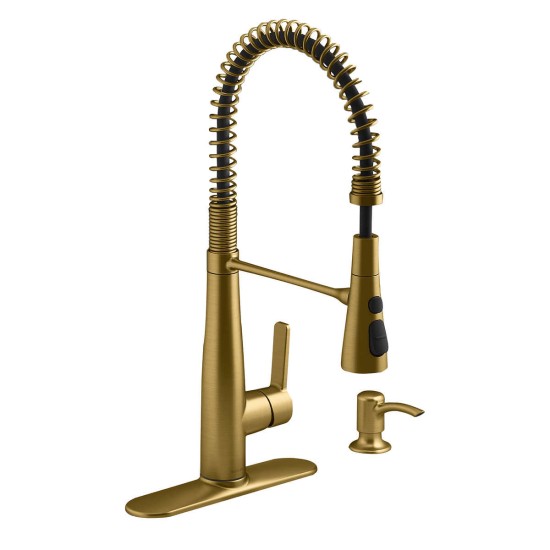  Semi-Professional Kitchen Faucet with Soap Dispenser, Gold