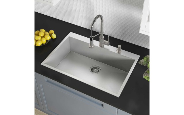  33″ Drop-In Single Bowl Stainless Steel Kitchen Sink