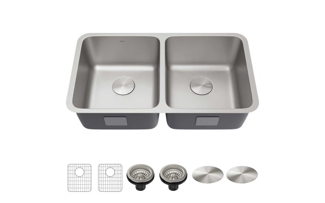  33″ Undermount 16 Gauge Stainless Steel Double Bowl Kitchen Sink
