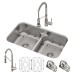  33″ Undermount Double Bowl Kitchen Sink with 18″ Commercial Kitchen Faucet