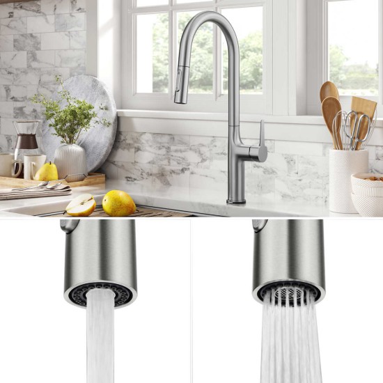  Tall Modern Single-Handle Touch Kitchen Sink Faucet with Pull Down Sprayer, Stainless Steel