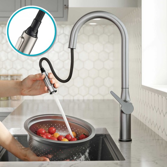  Tall Modern Single-Handle Touch Kitchen Sink Faucet with Pull Down Sprayer, Stainless Steel