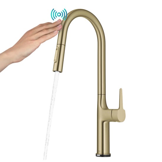  Tall Modern Single-Handle Touch Kitchen Sink Faucet with Pull Down Sprayer, Gold