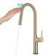  Tall Modern Single-Handle Touch Kitchen Sink Faucet with Pull Down Sprayer, Gold