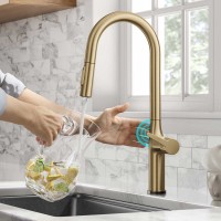 KRAUS Tall Modern Single-Handle Touch Kitchen Sink Faucet with Pull Down Sprayer, Gold