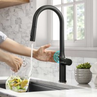 KRAUS Tall Modern Single-Handle Touch Kitchen Sink Faucet with Pull Down Sprayer, Matte Black