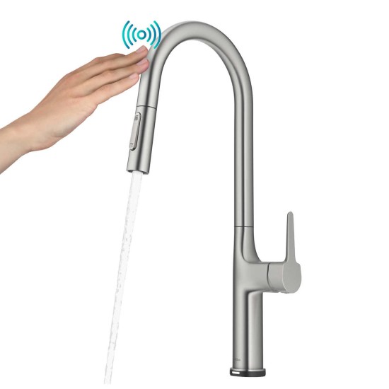  Tall Modern Single-Handle Touch Kitchen Sink Faucet with Pull Down Sprayer, Stainless Steel