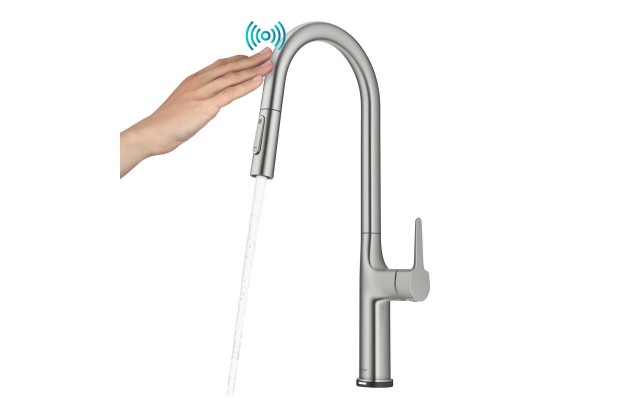  Tall Modern Single-Handle Touch Kitchen Sink Faucet with Pull Down Sprayer, Stainless Steel