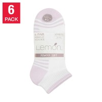 Lemon Ladies' Low Quarter Sock, 6-pair, White