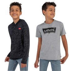 Levi's Youth Hoodie and Tee Set, Black and Gray
