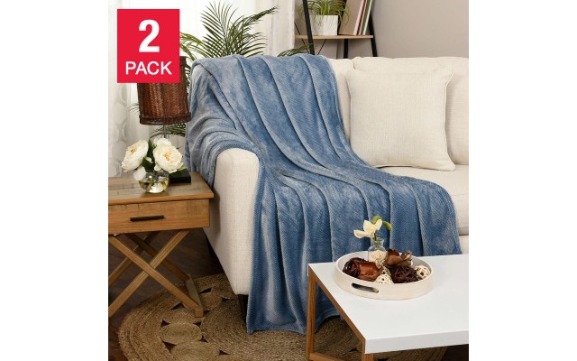 Life Comfort Eco Plush Throw, 2-pack, Blue
