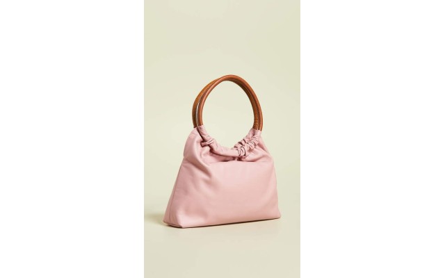  Small Double Ring Leather Tote, Pink