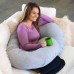 Lounge Town C-Shaped Body Pillow, Gray