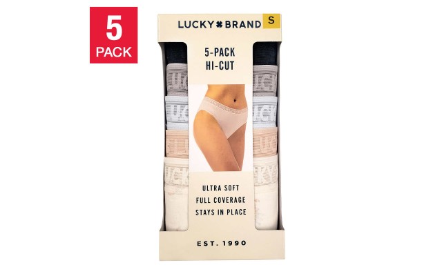  Ladies' Hi Cut, 5-pack, Black, Large