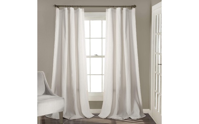  Rosalie 54″ x 95″ Lace Trim Curtain Set
