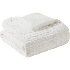 Madison Park Arctic Luxury Ultra Alternative Throw 50×60 Geometric Premium Soft Cozy Long Fur Plush For Bed