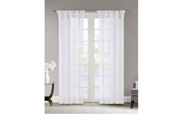 Ceres 50″ x 63″ Twisted Tab Top Sheer Curtain Set