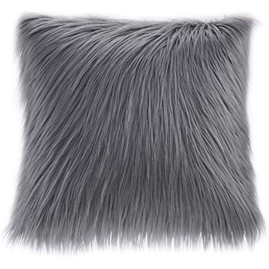  Edina 20″ Square Faux-Fur Decorative Pillow