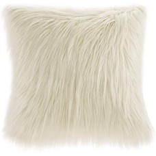 Madison Park Edina 20″ Square Faux-Fur Decorative Pillow, Ivory