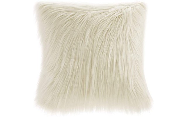 Madison Park Edina 20″ Square Faux-Fur Decorative Pillow, Ivory