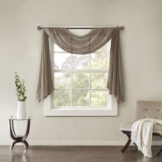 Madison Park Harper 42″ x 144″ Solid Crushed Sheer Scarf Valance