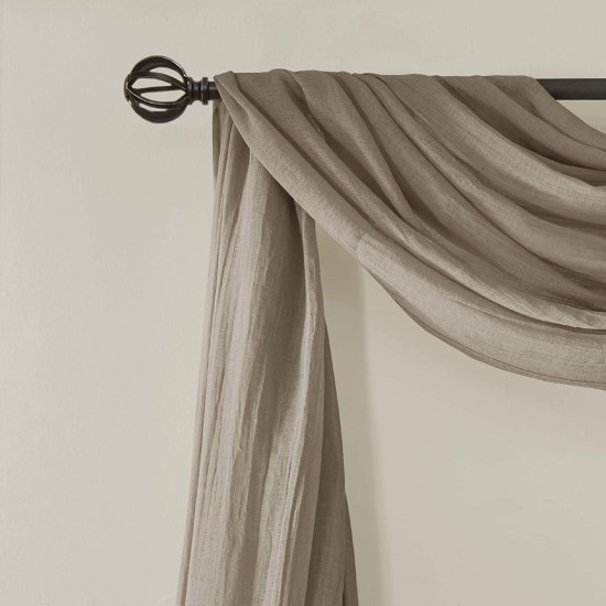  Harper 42″ x 144″ Solid Crushed Sheer Scarf Valance