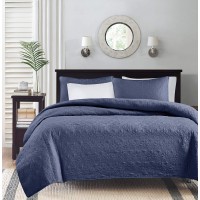 Madison Park Quebec Quilt Set, Twin/Twin XL(68″x90″), Navy 2 Piece