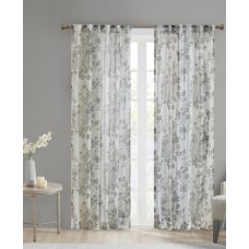 Madison Park Simone Floral Design Sheer Single Window Curtain Voile Privacy Drape for Bedroom