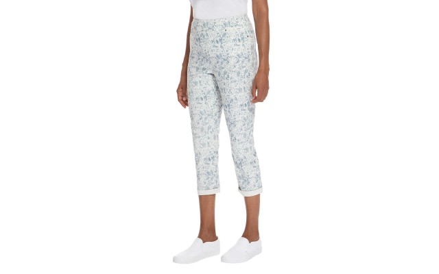  Ladies' Roll Cuff Capri, Light Blue, 2X