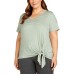 Ladies' Side Tie Tee, Green, XX-Large
