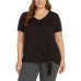  Ladies' Side Tie Tee, Black, Medium