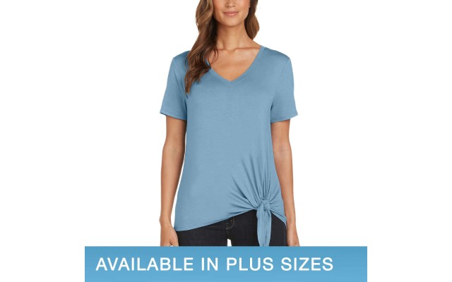  Ladies' Side Tie Tee, Blue, Small