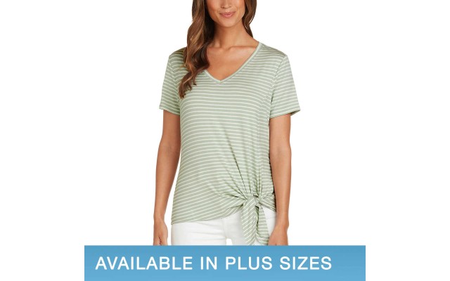  Ladies' Side Tie Tee, Green, X-Small