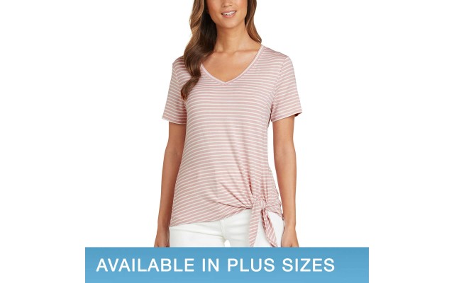  Ladies' Side Tie Tee, Pink, X-Large