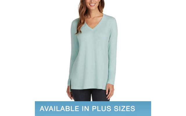  Ladies' V-Neck Tunic Top, Blue, 2X
