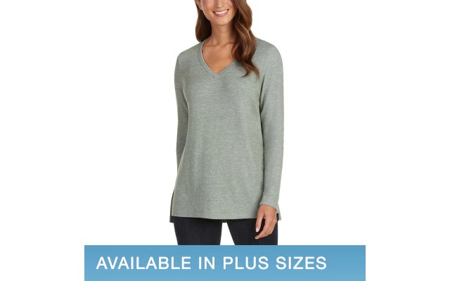  Ladies' V-Neck Tunic Top, Green, 2X