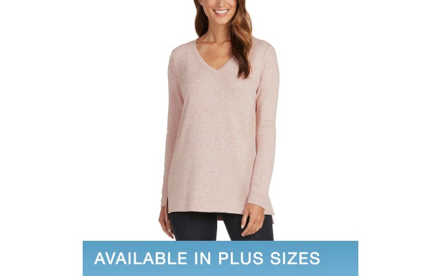  Ladies' V-Neck Tunic Top, Pink, 3X