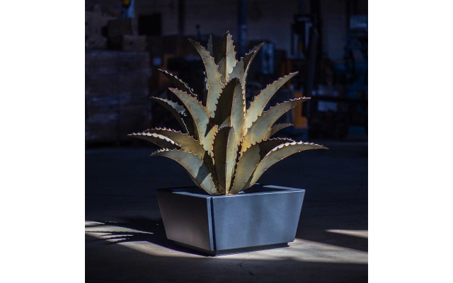 Metal Sawtooth Agave Plant & Planter by 
