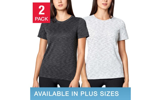  Ladies' 2-pack Tee, Black, 2X