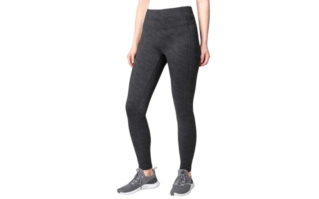  Ladies' Brushed Jacquard Legging, Black, Large