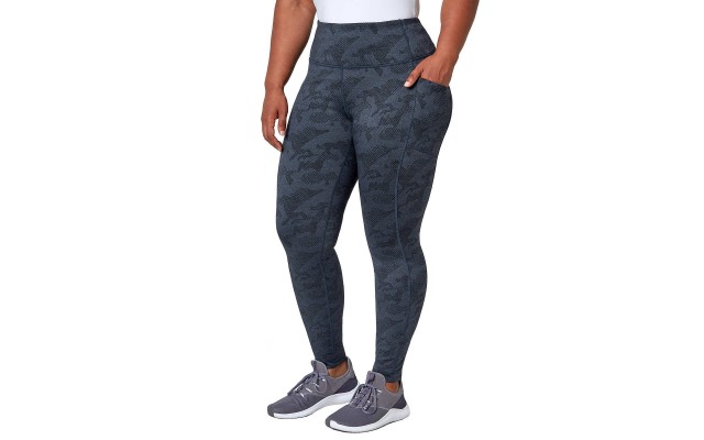  Ladies' Brushed Jacquard Legging, Blue, Large