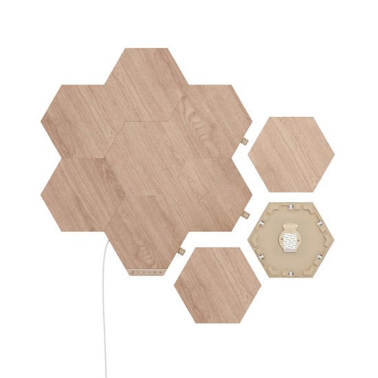  Elements Wood Look Hexagons Smarter Kit + Expansion Pack (10 Hexagon LED Panels)