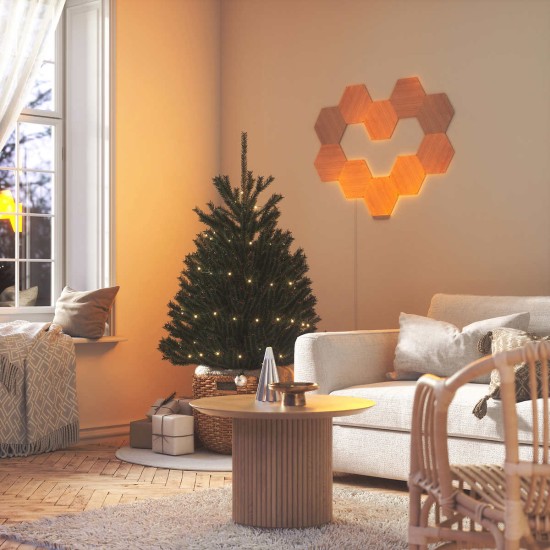  Elements Wood Look Hexagons Smarter Kit + Expansion Pack (10 Hexagon LED Panels)