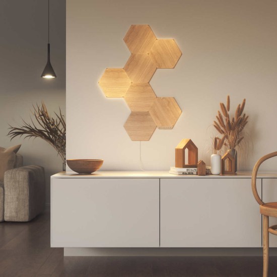  Elements Wood Look Hexagons Smarter Kit + Expansion Pack (10 Hexagon LED Panels)